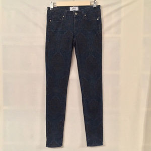 Paige denim blue and brown paisley Verdugo low-rise ultra skinny jeans